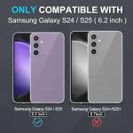 Compatible with Samsung Galaxy S24/S25 Case with Screen Protector Tempered Glass,Heavy Duty Shockproof Full Body Phone Cover Built in Metal Ring Holder Kickstand,2025 Black Matte