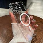 Luxury Shockproof Transparent Silicone Cover Magsafe Wireless Case Camera Lens Protection for iPhone 16 15 14 13 12 11 Pro Max
