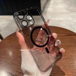 Luxury Shockproof Transparent Silicone Cover Magsafe Wireless Case Camera Lens Protection for iPhone 16 15 14 13 12 11 Pro Max