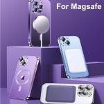 Magnetic Plating Case For iPhone 15 16 14 Plus 13 12 11 Pro Max Camera Lens Protector Glass For Magsafe Wireless Charger Cover