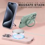 Liduid Silicone Magnetic Stand Phone Case For iPhone 15 14 16 Plus 11 12 13 16 Pro Max Magsafe Charge Protector Soft Cover