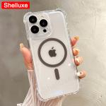 Transparent Armour Magnetic Case Shelluxe For iPhone 16 15 14 Plus 13 12 11 Pro Max Cases Luxury Corners Protector Phone Cover