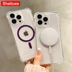 Transparent Armour Magnetic Case Shelluxe For iPhone 16 15 14 Plus 13 12 11 Pro Max Cases Luxury Corners Protector Phone Cover