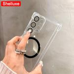 Transparent Armour Magnetic Case Shelluxe For iPhone 16 15 14 Plus 13 12 11 Pro Max Cases Luxury Corners Protector Phone Cover