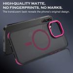 YINLAI Case for iPhone 16 Pro Max, Magnetic Case [Compatible with Magsafe] Supports Wireless Charging Slim Translucent Matte Women Men Shockproof Protective Back Phone Cover 6.9 Inch,Black/Hot Pink