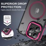 YINLAI Case for iPhone 16 Pro Max, Magnetic Case [Compatible with Magsafe] Supports Wireless Charging Slim Translucent Matte Women Men Shockproof Protective Back Phone Cover 6.9 Inch,Black/Hot Pink