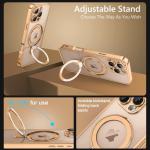 GUAGUA for iPhone 16 Pro Case with Stand, Magnetic Clear Cases Plating Edge Invisible Ring Holder Slim Protective Shockproof Kickstand Phone Case for iPhone 16 Pro 6.3 inch, Desert Titanium Gold