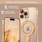 GUAGUA for iPhone 16 Pro Case with Stand, Magnetic Clear Cases Plating Edge Invisible Ring Holder Slim Protective Shockproof Kickstand Phone Case for iPhone 16 Pro 6.3 inch, Desert Titanium Gold
