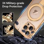 GUAGUA for iPhone 16 Pro Case with Stand, Magnetic Clear Cases Plating Edge Invisible Ring Holder Slim Protective Shockproof Kickstand Phone Case for iPhone 16 Pro 6.3 inch, Desert Titanium Gold