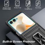 Zcgibo for Motorola Razr 2024/2025 Case [Not fit Ultra or Plus], with Hinge Protection & Built-in Screen Protector,360°Kickstand Full-Body Rugged Shockproof Protective Cover for Moto Razr 2024 - Black