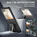 Zcgibo for Motorola Razr 2024/2025 Case [Not fit Ultra or Plus], with Hinge Protection & Built-in Screen Protector,360°Kickstand Full-Body Rugged Shockproof Protective Cover for Moto Razr 2024 - Black