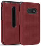 Nakedcellphone Case for LG Classic Flip, [Metallic Red] Protective Snap-On Hard Shell Cover [Grid Texture] for LG Classic Flip Phone L125DL