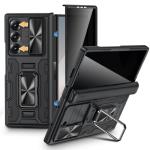 VEGO for Samsung Z Fold 6 Case with Built-in Privacy Screen Protector & Kickstand - Full-Body Hinge Protection & Slide Camera Cover - Shockproof Protective Case for Galaxy Z Fold 6 5G 2024 - Black