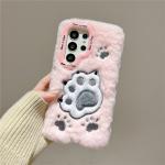 Diy Cute Fluffy Plush Cat Claw Case For Samsung Galaxy S24 Ultra Case S23 Plus A15 A14 5G A54 A55 A35 A05S For iPhone 16Pro Max