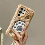 Diy Cute Fluffy Plush Cat Claw Case For Samsung Galaxy S24 Ultra Case S23 Plus A15 A14 5G A54 A55 A35 A05S For iPhone 16Pro Max