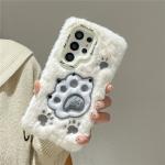 Diy Cute Fluffy Plush Cat Claw Case For Samsung Galaxy S24 Ultra Case S23 Plus A15 A14 5G A54 A55 A35 A05S For iPhone 16Pro Max