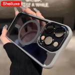 Luxury Magnetic Metal Bumper Protection Case Shelluxe For iPhone 16 15 14 Plus 13 12 Pro Max Cases Translucent Hard Phone Cover
