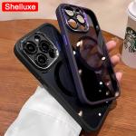 Luxury Magnetic Metal Bumper Protection Case Shelluxe For iPhone 16 15 14 Plus 13 12 Pro Max Cases Translucent Hard Phone Cover