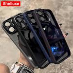 Luxury Magnetic Metal Bumper Protection Case Shelluxe For iPhone 16 15 14 Plus 13 12 Pro Max Cases Translucent Hard Phone Cover