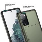 Nvollnoe for Samsung S20 FE Case with Card Holder Dual Layer Heavy Duty Protective for Galaxy S20 FE Case Hidden Card Slot Slim Wallet Cover for Samsung S20 FE 5G 6.5''(Green)