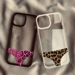 Funny Leopard Prints Panties Clear Phone Case for IPhone 16 15 13 14 12 17 Pro Max 16E INS Creative Y2K Shockproof Back Cover