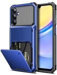 COOYA for Samsung Galaxy A15 Case Wallet 5 Credit Card Holder ID Slot Flip Cover Galaxy A15 Wallet Case Back Pocket Dual Layer Protective Hard Shell TPU Rubber Bumper Armor for Samsung A15 5G Blue