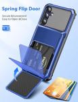 COOYA for Samsung Galaxy A15 Case Wallet 5 Credit Card Holder ID Slot Flip Cover Galaxy A15 Wallet Case Back Pocket Dual Layer Protective Hard Shell TPU Rubber Bumper Armor for Samsung A15 5G Blue