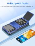 COOYA for Samsung Galaxy A15 Case Wallet 5 Credit Card Holder ID Slot Flip Cover Galaxy A15 Wallet Case Back Pocket Dual Layer Protective Hard Shell TPU Rubber Bumper Armor for Samsung A15 5G Blue
