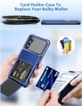 COOYA for Samsung Galaxy A15 Case Wallet 5 Credit Card Holder ID Slot Flip Cover Galaxy A15 Wallet Case Back Pocket Dual Layer Protective Hard Shell TPU Rubber Bumper Armor for Samsung A15 5G Blue