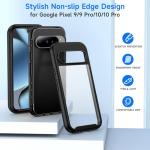 seacosmo Designed for Google Pixel 10 Pro/10/9/9 Pro Case, Full Body Shockproof Cover, with Built-in Screen Protector Slim Fit Protective Phone Case for Pixel 10 Pro/10/9/9 Pro, Black