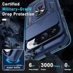 Janmitta Case Compatible with Google Pixel 10/10 Pro Built in Slide Camera Lens Cover+Screen Protector+Finger Ring Holder Kickstand,Heavy Duty Shockproof Full Body Protective Phone Cover,Blue