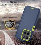 Qinmay Phone Case for Motorola Moto G 2025/Moto G Play 5G 2025 Case with HD Screen Protector, Heavy Duty Shockproof & Dropproof 3-Layer Cover Phone Case,DarkBlueGreen