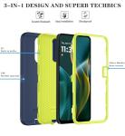 Qinmay Phone Case for Motorola Moto G 2025/Moto G Play 5G 2025 Case with HD Screen Protector, Heavy Duty Shockproof & Dropproof 3-Layer Cover Phone Case,DarkBlueGreen
