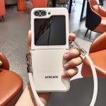 PU Leather With Wrist Strap Case For Samsung Galaxy Flip 6 5 4 3 Portable Lanyard Protective Phone Cover