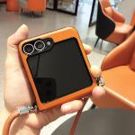 PU Leather With Wrist Strap Case For Samsung Galaxy Flip 6 5 4 3 Portable Lanyard Protective Phone Cover