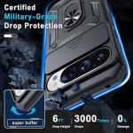 Janmitta Case Compatible with Google Pixel 10 Pro XL Built in Slide Camera Lens Cover+Screen Protector+Finger Ring Holder Kickstand,Heavy Duty Shockproof Full Body Protective Phone Cover,Black