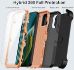 KECAI for Motorola Moto G 5G 2025 Case with Belt Clip Holster, 2X Screen Protector, Heavy Duty Shockproof Drop Protection Military Grade Rugged Full Body Phone Cover with Kickstand (Black Orange)