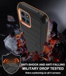 KECAI for Motorola Moto G 5G 2025 Case with Belt Clip Holster, 2X Screen Protector, Heavy Duty Shockproof Drop Protection Military Grade Rugged Full Body Phone Cover with Kickstand (Black Orange)