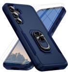 Bonkier for Samsung Galaxy A35 5G Phone Case with 2X Tempered Glass Screen Protector, Heavy-Duty [Military Grade] Shockproof Kickstand Case for Samsung Galaxy A35 5G (Dark Blue)