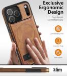 WTCASE Magnetic for iPhone 17 Pro Max Leather Case,Built-in Invisible Stand [Compatible with Magsafe] Protective Slim Kickstand Phone Cover for iPhone 17 Pro Max,Brown