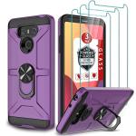 GAMEMIUZ Case for LG G6, Case for LG G6 with [3X Tempered Glass Screen Protector], Built-in Ring Kickstand and Magnetic Car Mount Shockproof Dropproof Military Grade Armor Rugged Cover - Purple