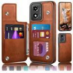 DJDUCK Designed for Moto G Play 2024 Case Wallet with Card Holder, [RFID Blocking Leather Protection] [Magnetic Clasp Cover] Shockproof Men Women Cases for Moto G Play 2024 Light Brown