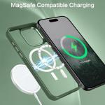 BENTOBEN Magnetic for iPhone 15 Pro Max Case,[Compatible with MagSafe] Translucent Matte Frosted Anti-Fingerprint Slim Shockproof Women Men Protective Cover Case for iPhone 15 Pro Max 6.7",Dark Green