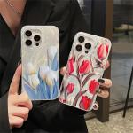 Colorful Tulip Pattern Laser Case For Samsung Galaxy S25 S24 Ultra S23 FE S22 Plus S21S20 A15 A35 A54 A55 back cover