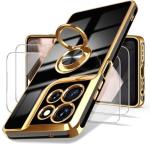 Dretal for Motorola Moto G 5G 2026/Moto G Play 2026 Case,2X Screen Protector,360° Rotatable Ring Holder Magnetic Kickstand,Plated Gold Edge Slim Soft TPU Protective Cover for Moto G 5G 2026 (Black)