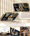 Dretal for Motorola G 5G 2024 Case, Moto G 5G 2024 Case,2X Screen Protector, 360° Rotatable Ring Holder Magnetic Kickstand,Plated Gold Edge Slim Soft TPU Protective Cover (Black)