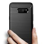 Asuwish Phone Case for LG G8X ThinQ V50S Thin Q with Tempered Glass Screen Protector Cover and Cell Accessories Silicone Soft TPU Rubber Protective LGG8XThinQ GX8 8X Women Men Carbon Fiber Dark Black