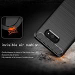 Asuwish Phone Case for LG G8X ThinQ V50S Thin Q with Tempered Glass Screen Protector Cover and Cell Accessories Silicone Soft TPU Rubber Protective LGG8XThinQ GX8 8X Women Men Carbon Fiber Dark Black