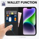 TUCCH Case Wallet for iPhone 14 6.1", [3 Card Holder] Slots [RFID Blocking] Stand Flip Folio PU Leather Cover, with [TPU Shockproof Interior Case] Compatible with iPhone 14 2022, Classic Black