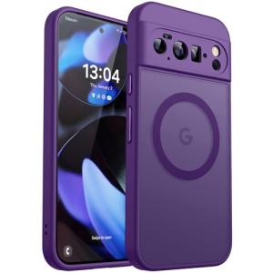 CANSHN Magnetic for Google Pixel 10 Pro Case(6.3 Inch), Upgraded [Full Camera Protection] [Compatible with Magsafe] [Translucent Matte] Shockproof Protective Phone Cover, Deep Purple
